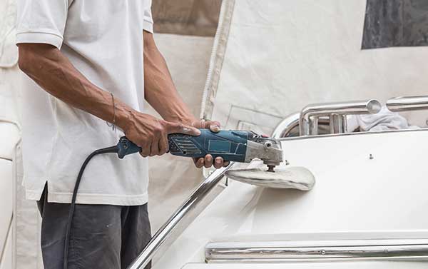 Polished stainless fixtures on deck