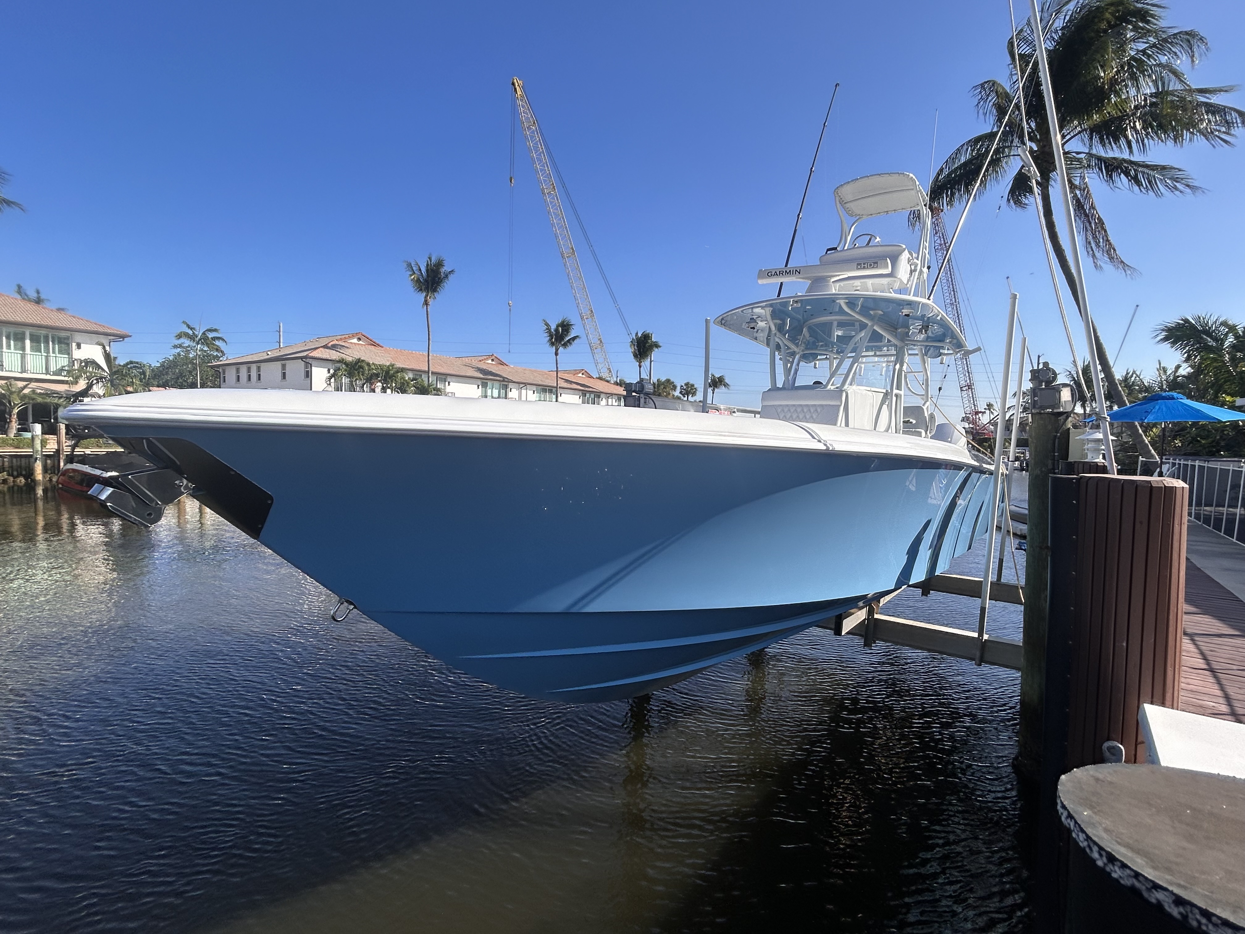 Center console hull polished to a reflective finish
