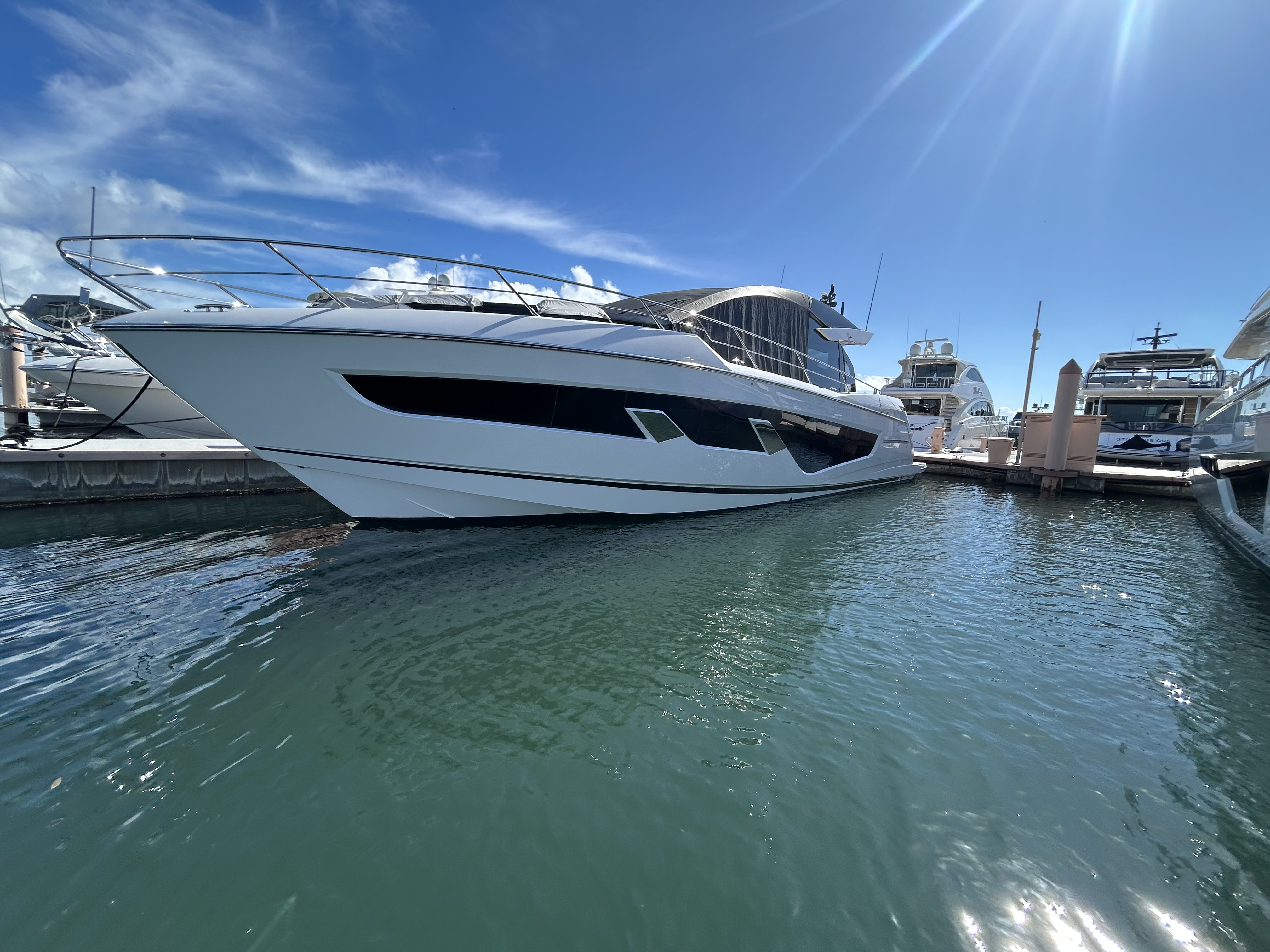 Modern cruising yacht docked in Fort Lauderdale